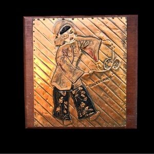 Vintage Copper Art Box with Asian Motif